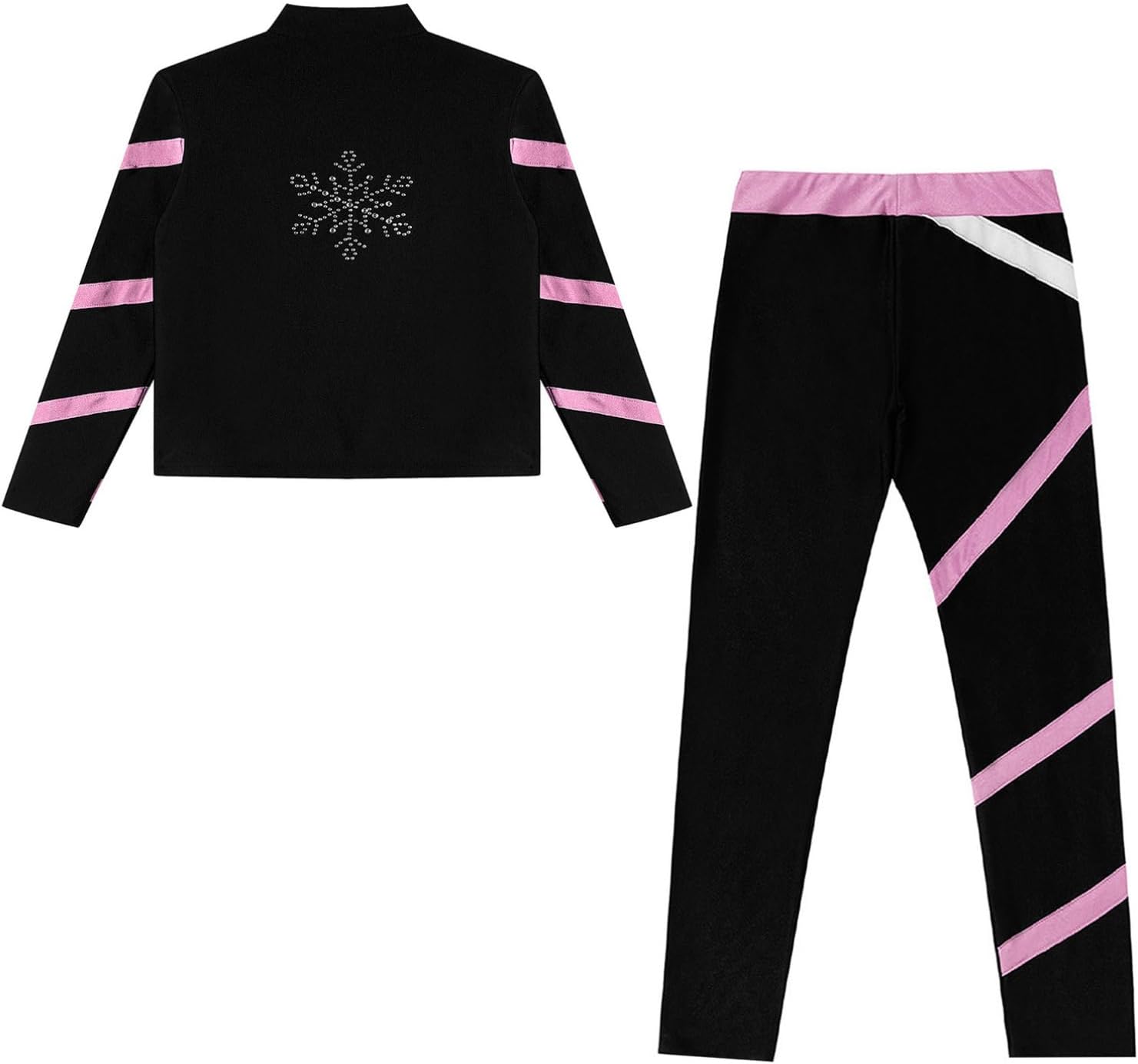 YiZYiF Kids Girls Fleece-Lined Color Block Tracksuit Zipper Long Sleeve Jacket and Skinny Pants Set