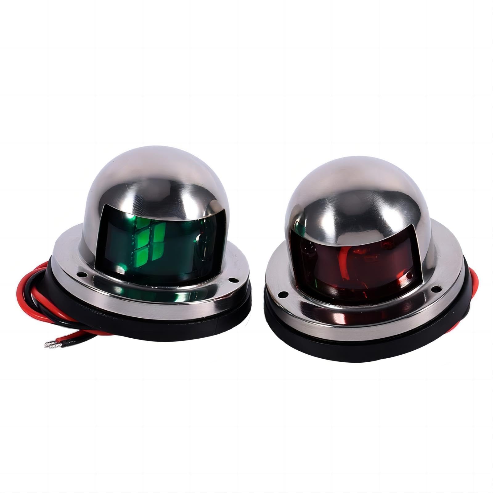 Feux de Navigation de Bateau, 2 Pièces 12V Acier Inoxydable Rouge et Vert LED Lampe de Navigation Marine Feu de Signalisation Étanche Accessoire de Yacht