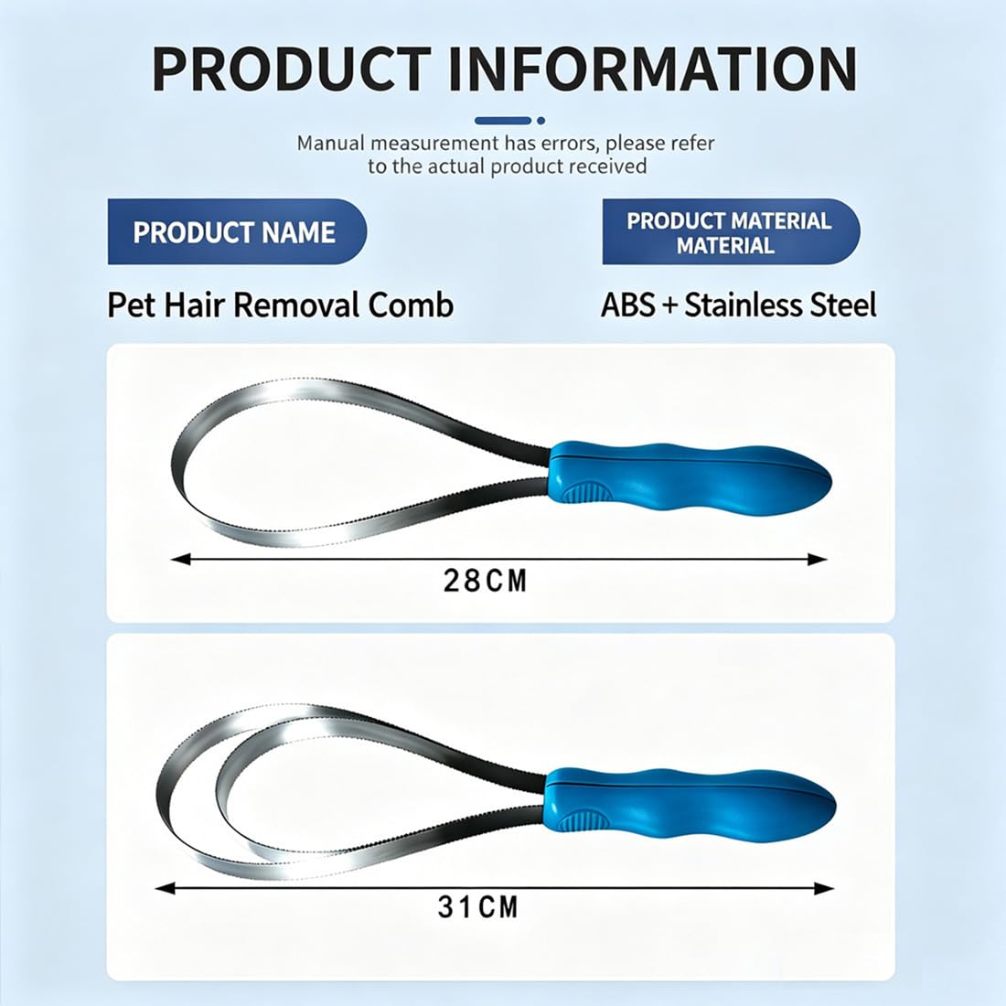 Dual Sided Shedding Blade for Cats, Dual-Sided Shedding Blade with Stainless Steel, Shedding Tool with Abs Grip Shedding Blade for All Coat Types Loose Hair Short & Long Coats (Double Circle)