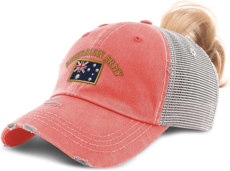 Ponytail Cap Women's Baseball Cap Embroidered Australian Army Australia Aussie Down Under Cotton