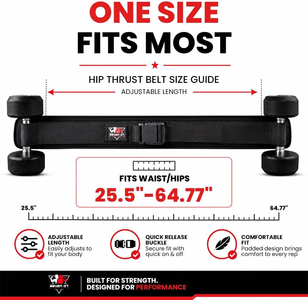 Hip Thrust Belt for Dumbbells Kettlebells & Barbell Plates – Adjustable Neoprene Glute Bridge Belt – Supports 600 LBS – Anti-Slip Hip Pad Workout Equipment for Women Men Home Gym