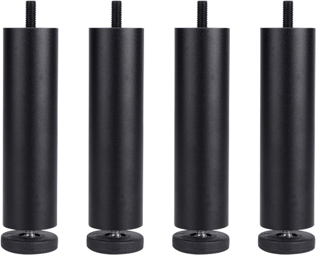 Gambe per mobili Regolabili con Asta filettata M8, Lega di Alluminio, Nero Opaco, Set da 4, Altezza 6 cm (25cm/9.8in)