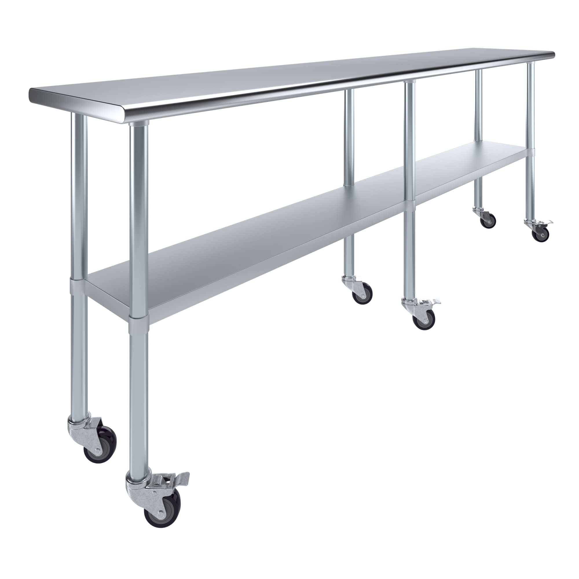 AmGood 96" Long x 18" Deep Stainless Steel Table with Casters