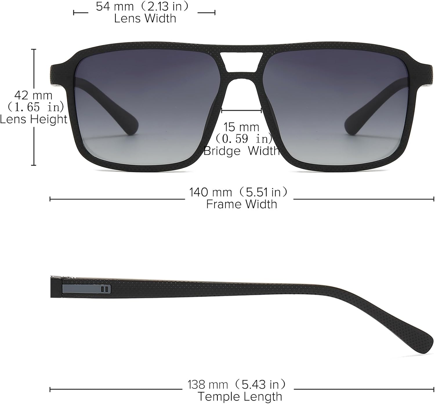 Gradient Square Aviator Sunglasses for Men Polarized UV Protection Driving Trendy Pilot Sun Glasses Shades 90s Retro - Image 6