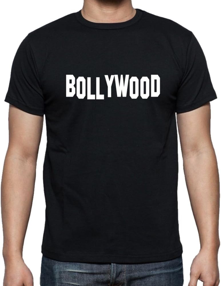 BOLLYWOOD printed in hollywood sign font. Great indian india movie Black T-Shirt