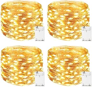 ITICdecor Battery Operated Fairy Lights 16Ft 50LED Christmas String Lights Battery Powered Indooor Outdoor Waterproof for Wedding Bedroom Party Christmas Tree Decoration (2 Pack Warm White)