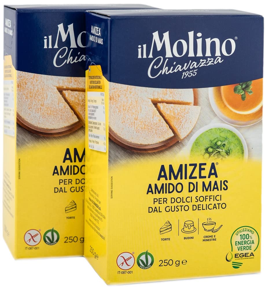 Pure Corn Starch 500g (250g, Pack of 2) 🌽 Made in Italy | GMO Free | Gluten Free | Great for Baking 🌽 by Molino Chiavazza