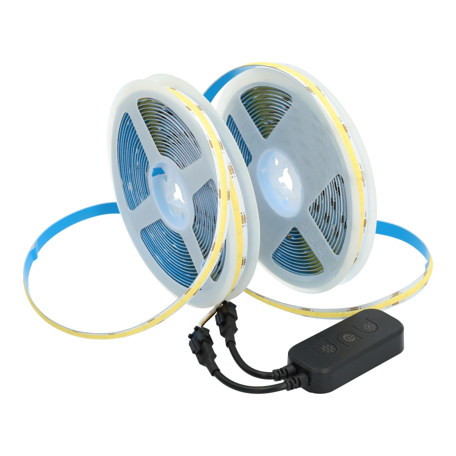 Jandei – Pack 2 Tiras Led COB 24V 5m, CCT Luz Blanca de 2700K a 6000K. Ancho 10mm, Adhesiva, Flexible - Incluye Transformador, Controlador y Mando a Distancia