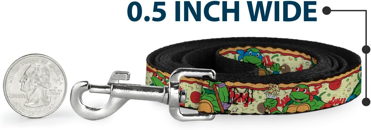 Dog Leash Classic TMNT Turtle Pizza 6 Feet Long 1.5 Inch Wide