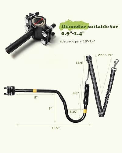 Miniatura 7 de Correa de bicicleta para perros de alta resistencia, accesorio manos libres, correa de bicicleta para equitación, ejercicio, ciclismo