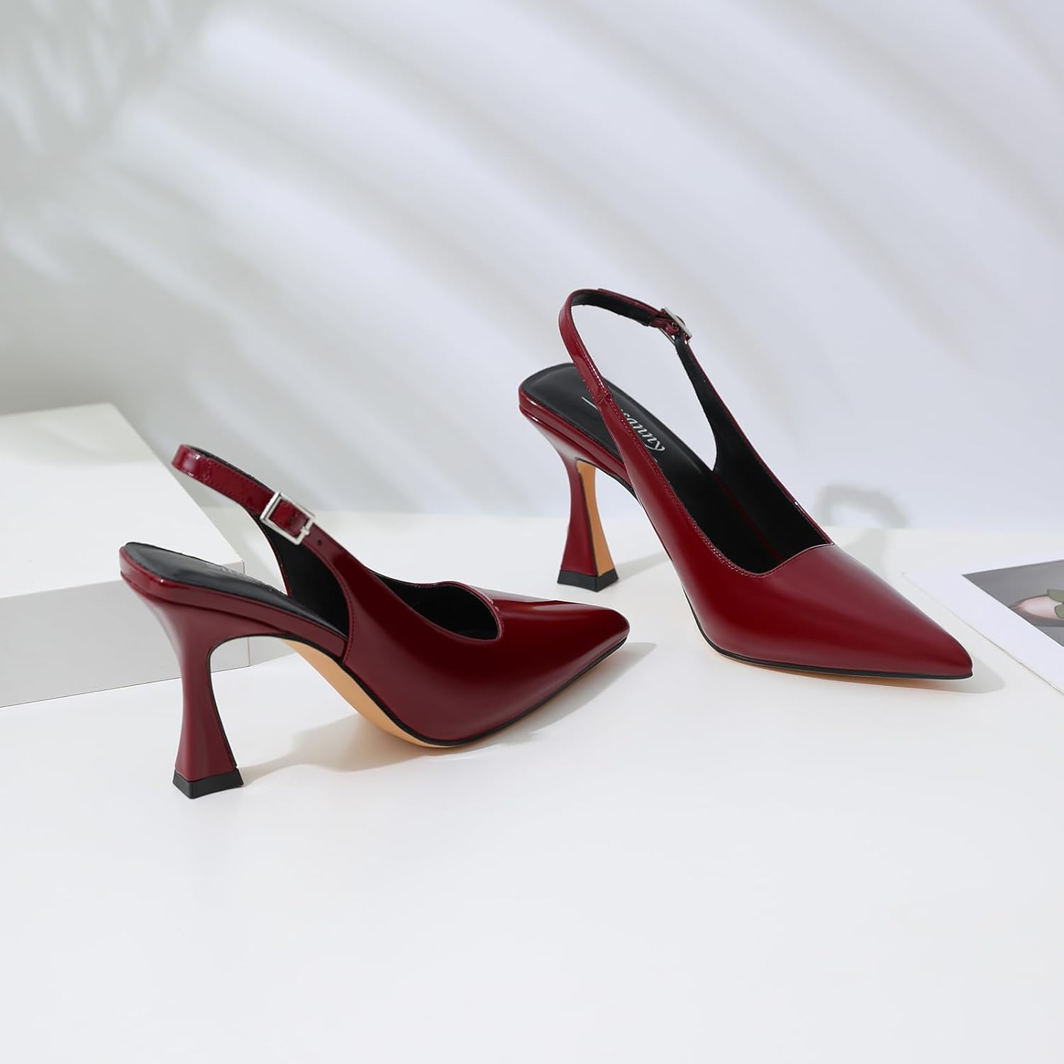 Susanny Slingback Kitten Heels Elegant Dressy Pumps for Women Closed Pointy Toe Sexy Chunky High Heels Wedding Bride Prom Party Dress Shoes - Image 7