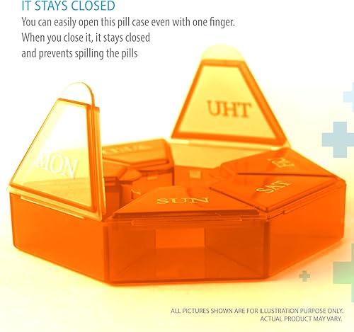 Miniatura 18 de Pastillero portátil de 7 caras, planificador de medicamentos, estuche pequeño (contenedor semanal de siete días) para medicamentos, cajas de soporte