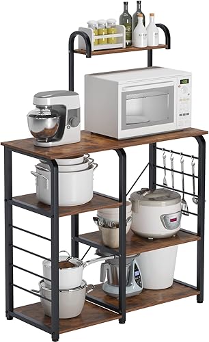 sogesfurniture Estante de cocina para panadero, soporte para horno microondas utilitario de 35.4 pulgadas, estante de almacenamiento de 4 niveles