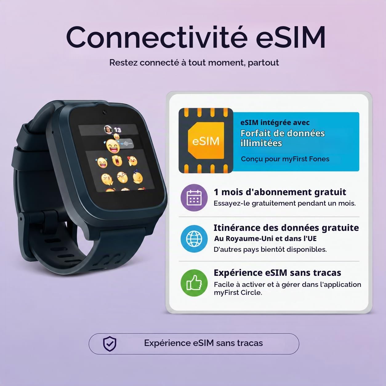 myFirst Fone S3+ Montre Intelligente pour Enfant Bleu sidéral avec GPS, Lecteur de Musique, Appareil Photo, Fonction Appel et Mode Scolaire