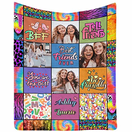 Custom Blanket to My Best Friend Ever Friendship BFF, Custom Friendship Blanket with Photo Birthday Gifts for Besties Sister Perfect for Couch 70 x 80 Inches