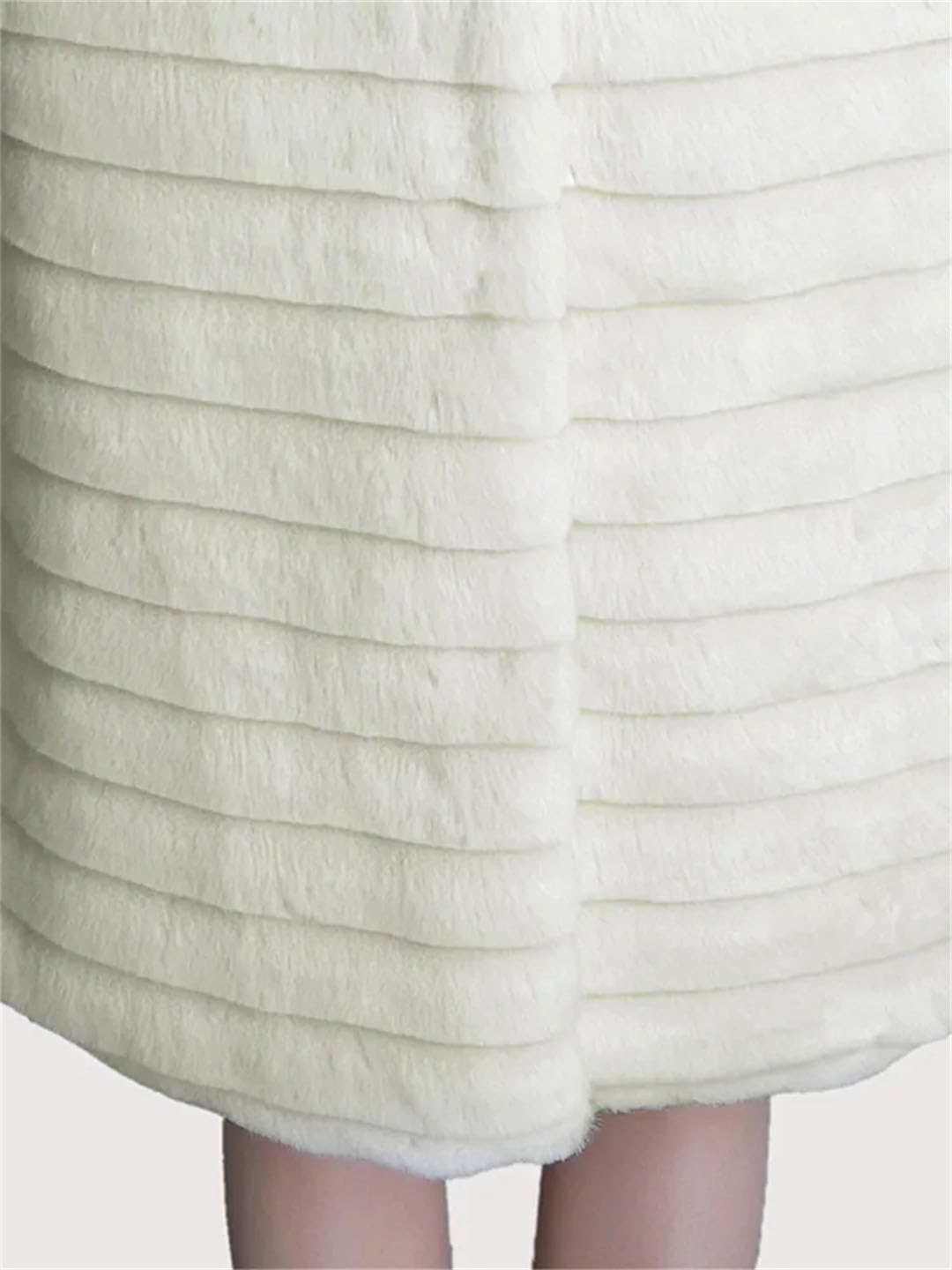 Gilet da donna beige lungo e soffice pelliccia sintetica gilet donna a righe senza maniche beige XXL, Beige, XXL