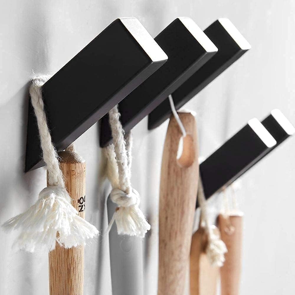 Black Matte Towel Hook for Bathroom Black Wall Hooks 304 Stainless Steel 6 Packs Modern Coat Robe Hooks Wall Mounted Matte Black