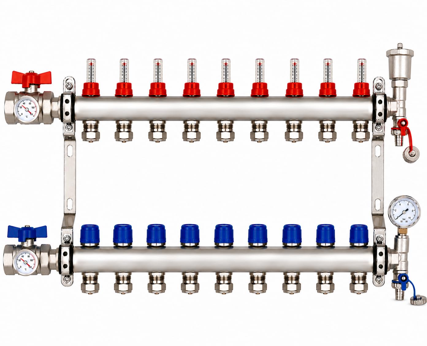 B&Q -  Underfloor Heating Manifold 9 Port Stainless Steel 17mm Eurocone Psw Tradesuppliers Ltd
