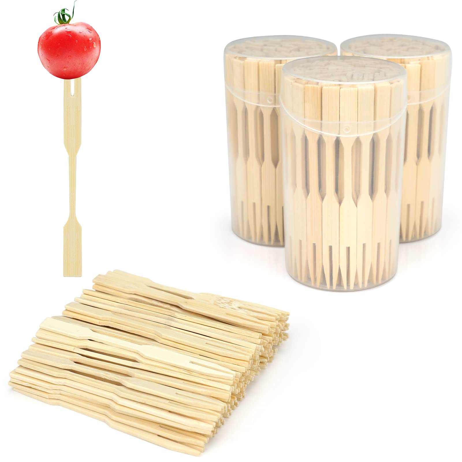 400 Bamboo Appetizer Forks, 3.5 Inch Mini - 400PCS, Natural - View #9