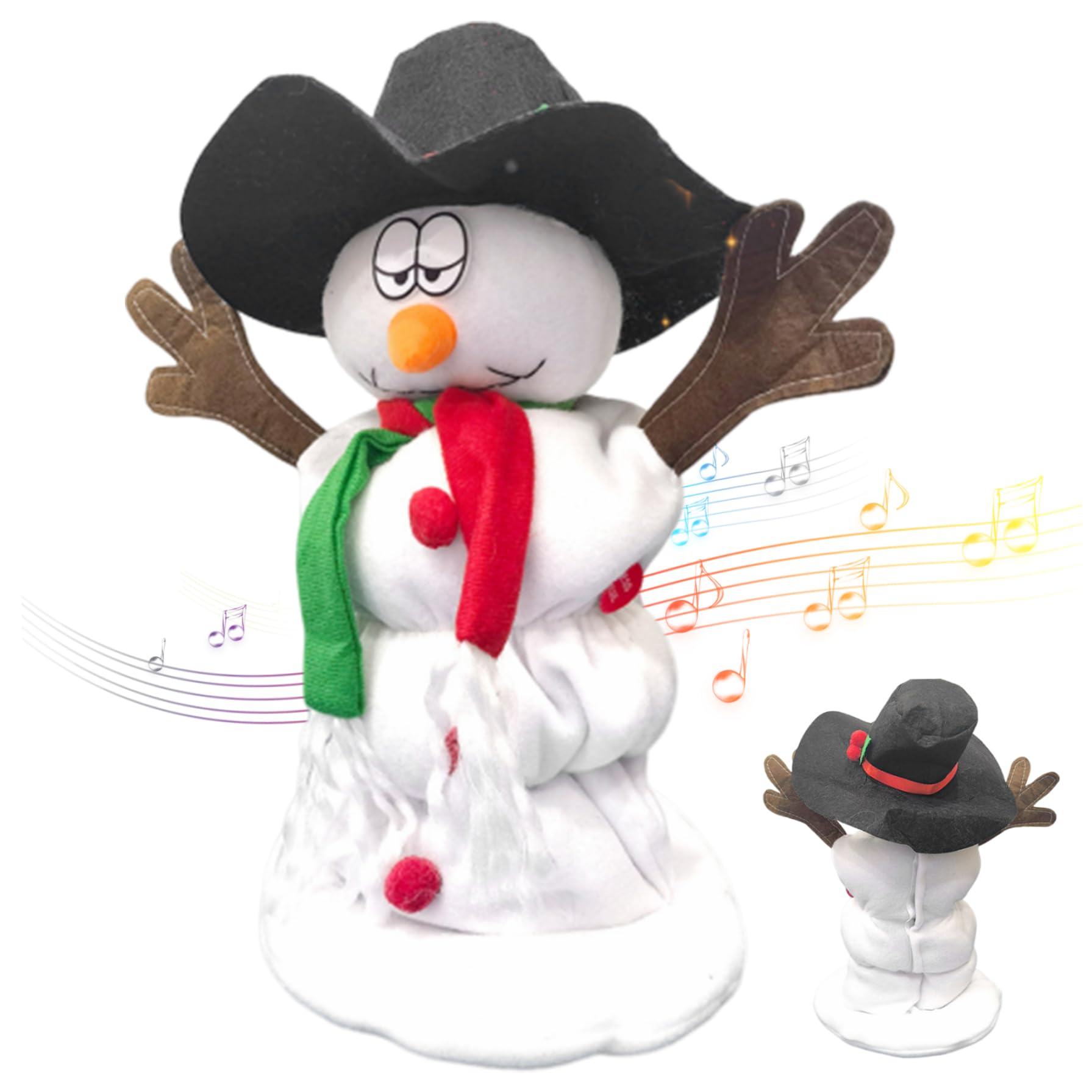 fkngcp Singing Dancing Snowman 12.2in Electric 6 Songs Hatted Funny Face Snowman Plush Cute Stuffed Button Switch Christmas Decorations, No Battery Sing