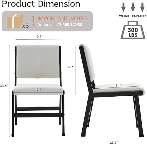 Miniatura 2 de Juego de sillas de comedor modernas, ergonómicas de tela transpirable y sillas con marco de metal con asiento acolchado suave y resistente, para