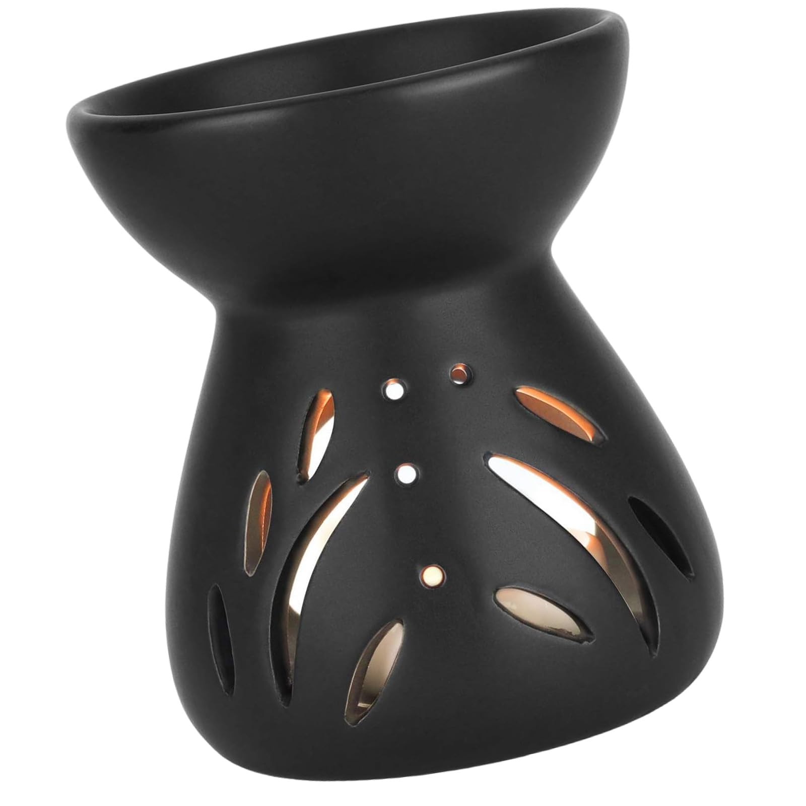 Lerpwige Black Ceramics Aromatherapies Diffuser Melt Burners Oil Warmer Tealight Holder for Relaxation in Bedroom Studios Ceramics Essential Oil Burners