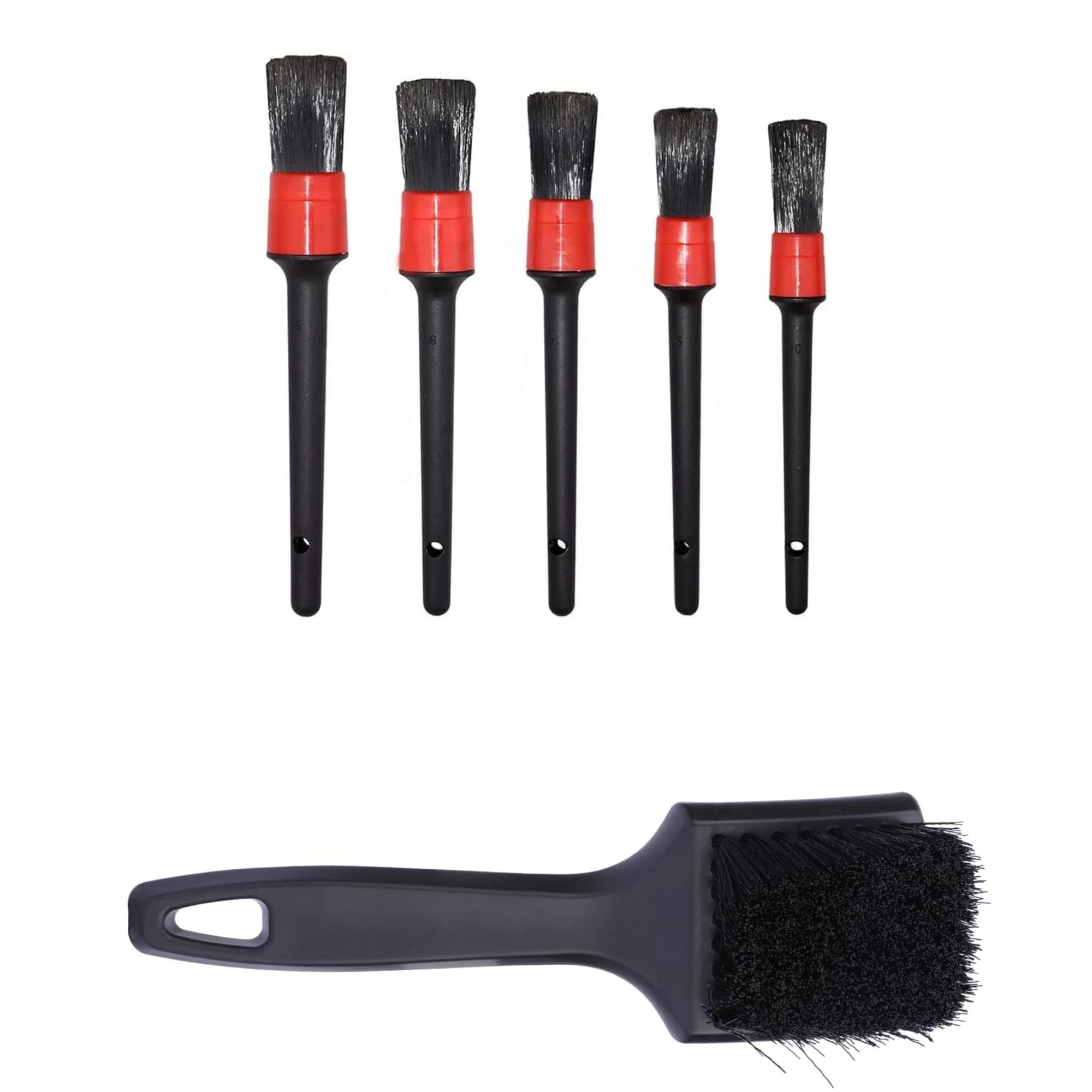 Pack of 6 Car Detailing Brush Kit | 5 Ultra Soft Detailing Brushes & Heavy-Duty Tire Cleaning Brush | Dashboard, Wheels, Tires, Carpet, Floor Mats, Engine Bay & Interior Cleaning-image-43