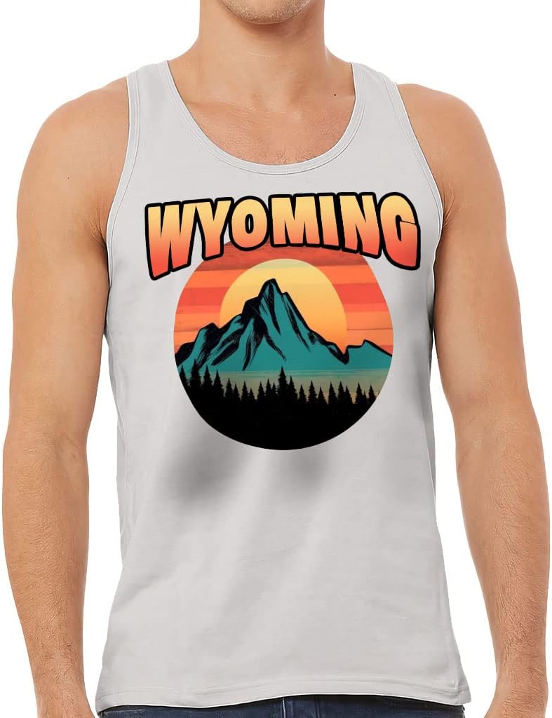 Wyoming Tank - Mountain Graphic Workout Tank - Cool Design Jersey Tank