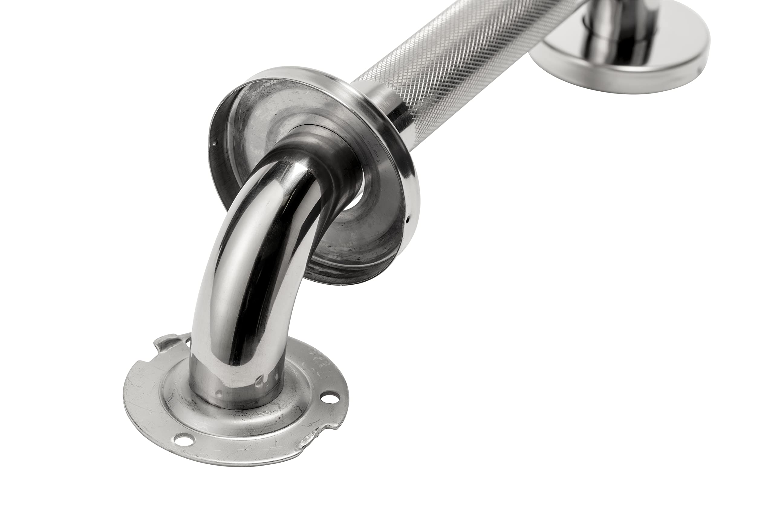 Croydex Gerader Haltegriff, Edelstahl, rutschfest, unsichtbare Befestigung, 30 cm, Chromfarben