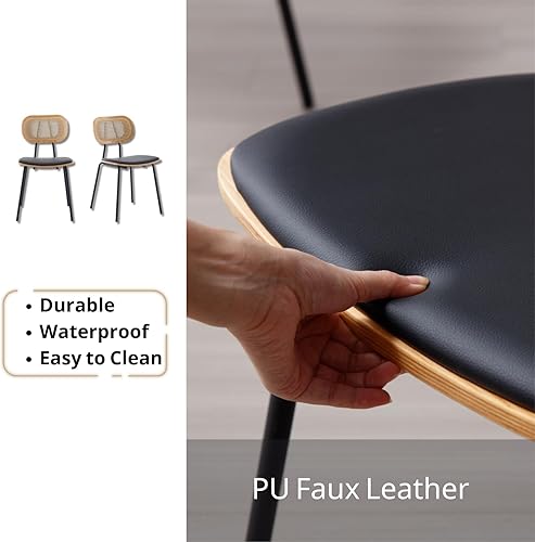 Miniatura 6 de HEAH-YO Juego de 2 sillas de comedor modernas, tapizadas de piel sintética, sillas de comedor con respaldo, sillas de comedor sin brazos para