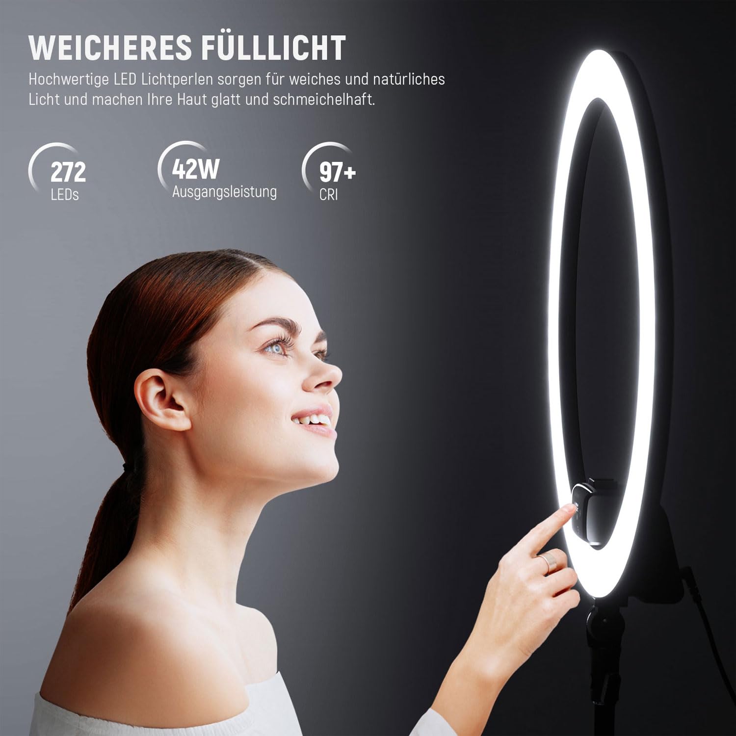 SRP18-2.4G Ringlicht LED-Leuchte mit Fernbedienung und keepdrum Mikrofasertuch