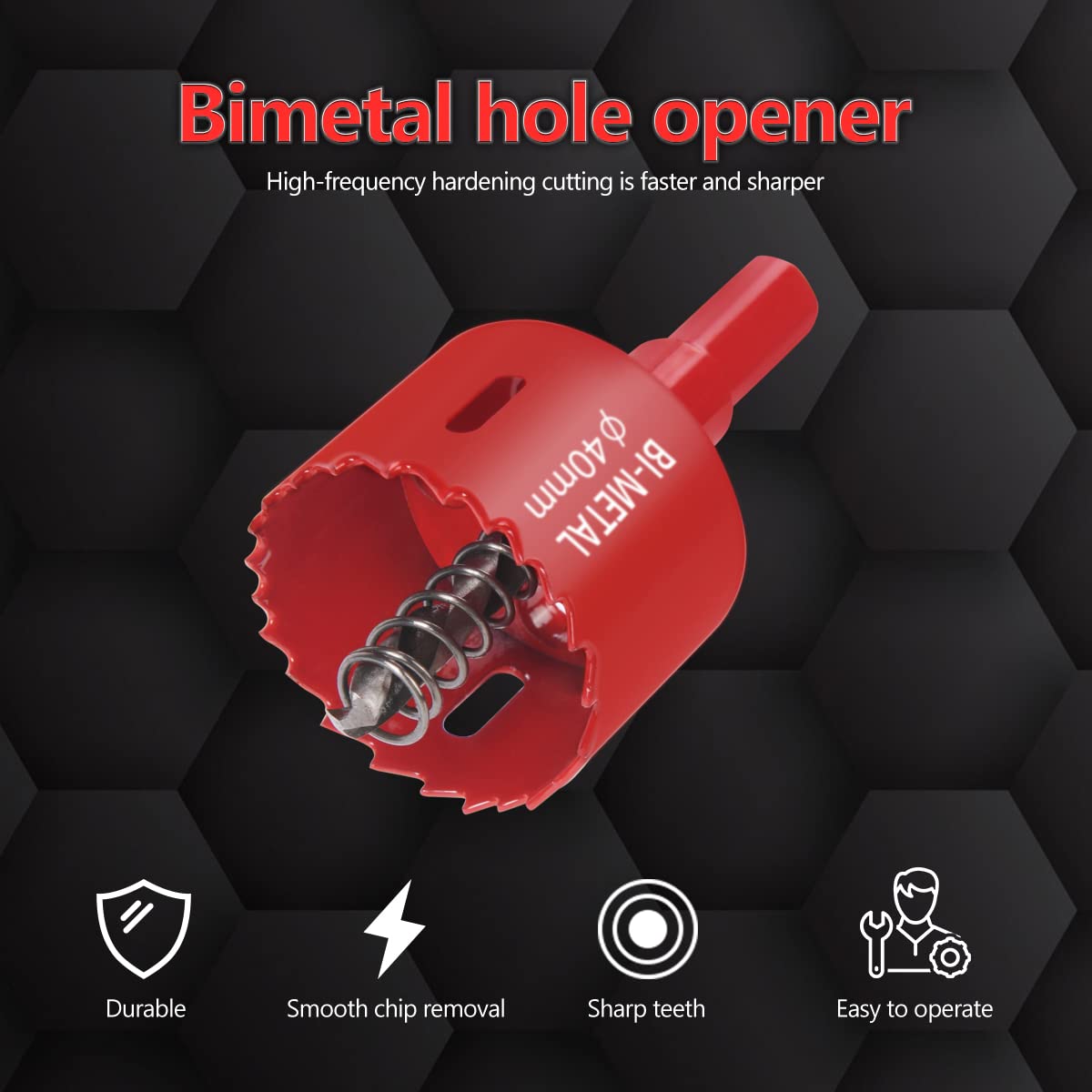 flintronic Bi-Metal Hole Saw, 40mm Hole Saw Cutter for Drilling Soft Metal Wood, PVC Board and Plastic for Cutting Circular Holes - Image 3