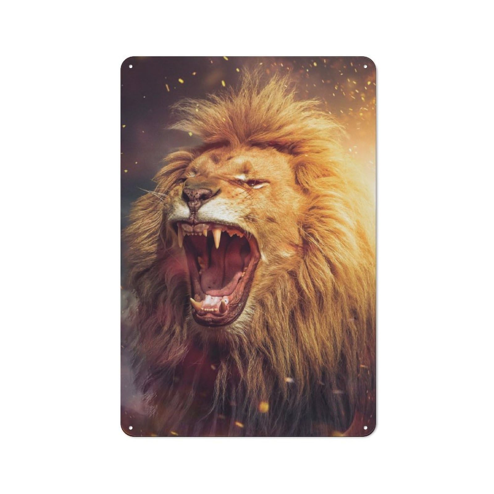 Junmoney Lion Power Workshop Style Tin Sign 30X20cm, Workshop Wall Decor For Tool Room, Garage, Studio Or Home Bar