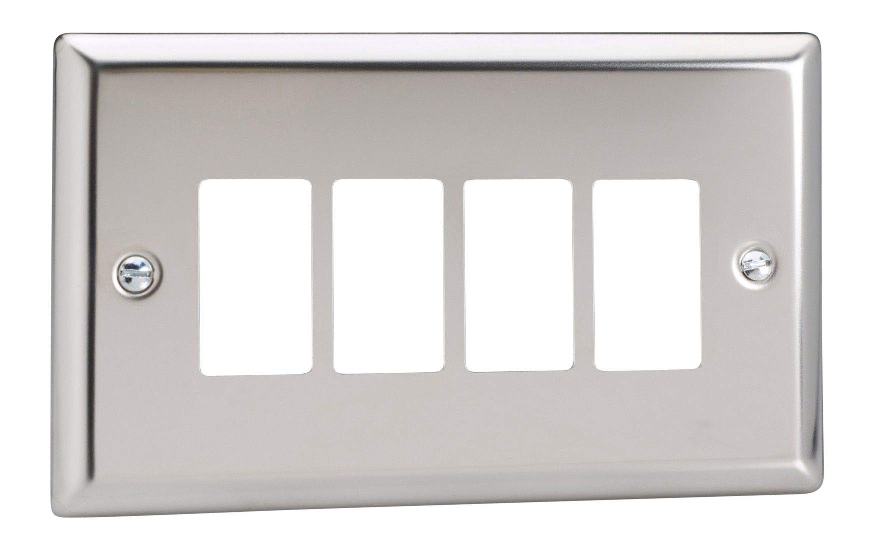 VarilightXCPGY4 Classic Mirror Chrome 4 Gang PowerGrid Plate (Twin Plate)