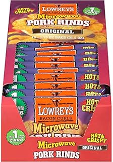 Lowrey's Bacon Curls Microwave Pork Rinds (Chicharrones), Original, 1.75 Ounce (Pack of 18)