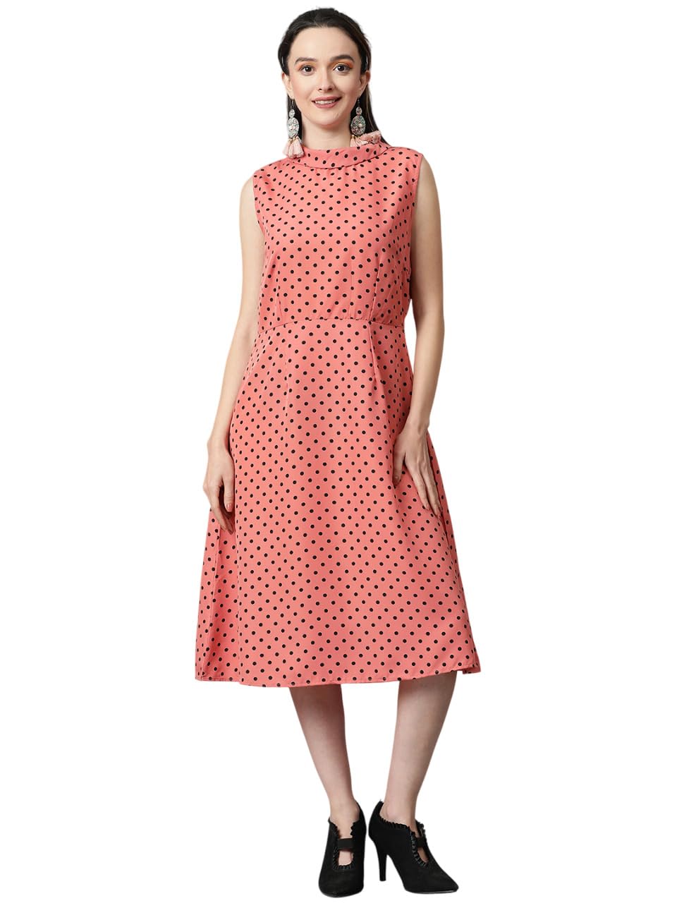 Robe midi évasée KOTTY Large anti-complexes confortable et chic noire - 8