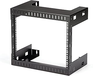 StarTech.com 8U 19" Wall Mount Network Rack - 12" Deep 2 Post Open Frame Server Room Rack for Data/AV/IT/ Communication/Computer Equipment/Patch Panel w/Cage Nuts & Screws 200lb Capacity (RK812WALLO)