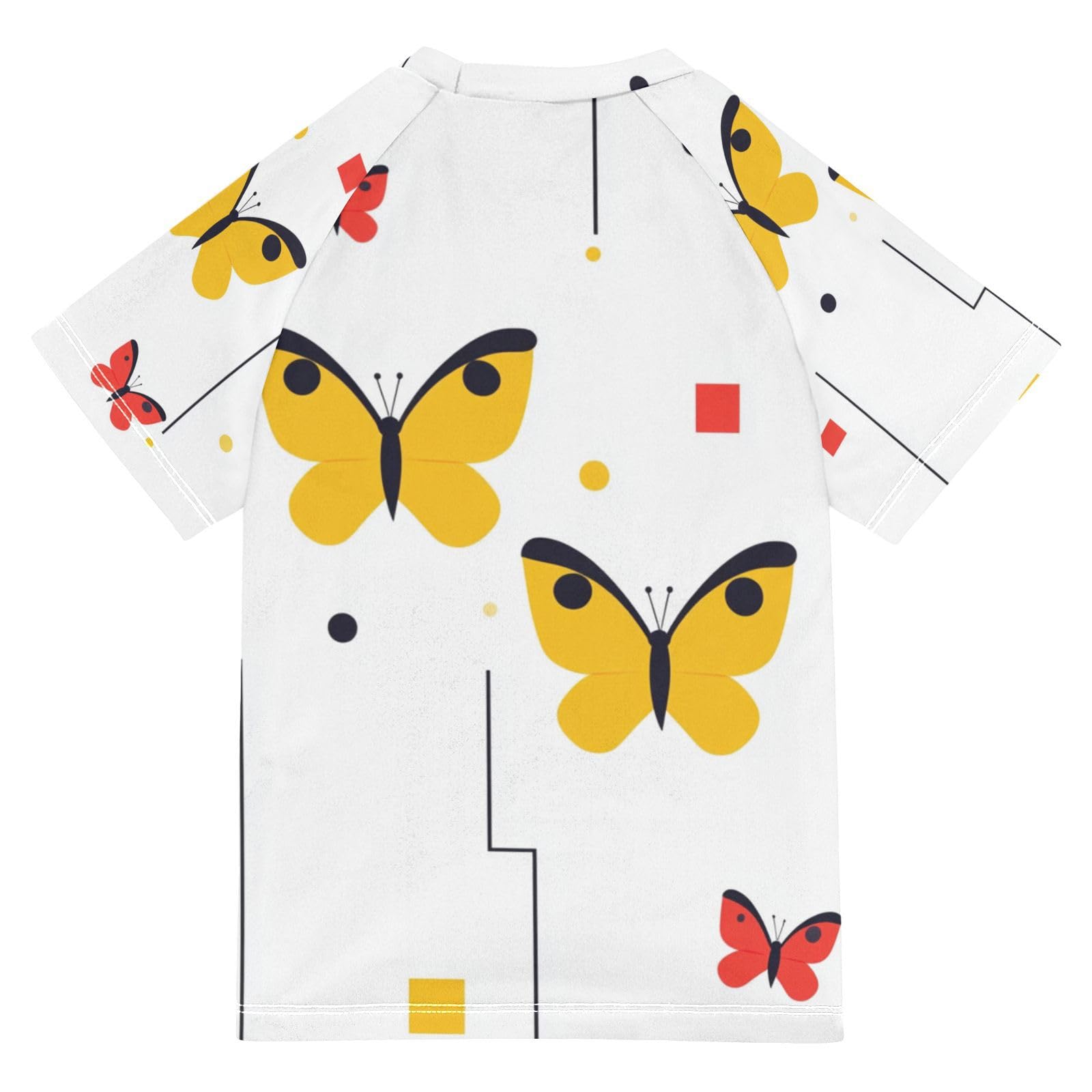Jucciaco Boys Swimsuit Butterfly Novelty White Sunscreen Kids Sun Rashguard Short Sleeve T-Shirts Swimwear Sets UPF 50+