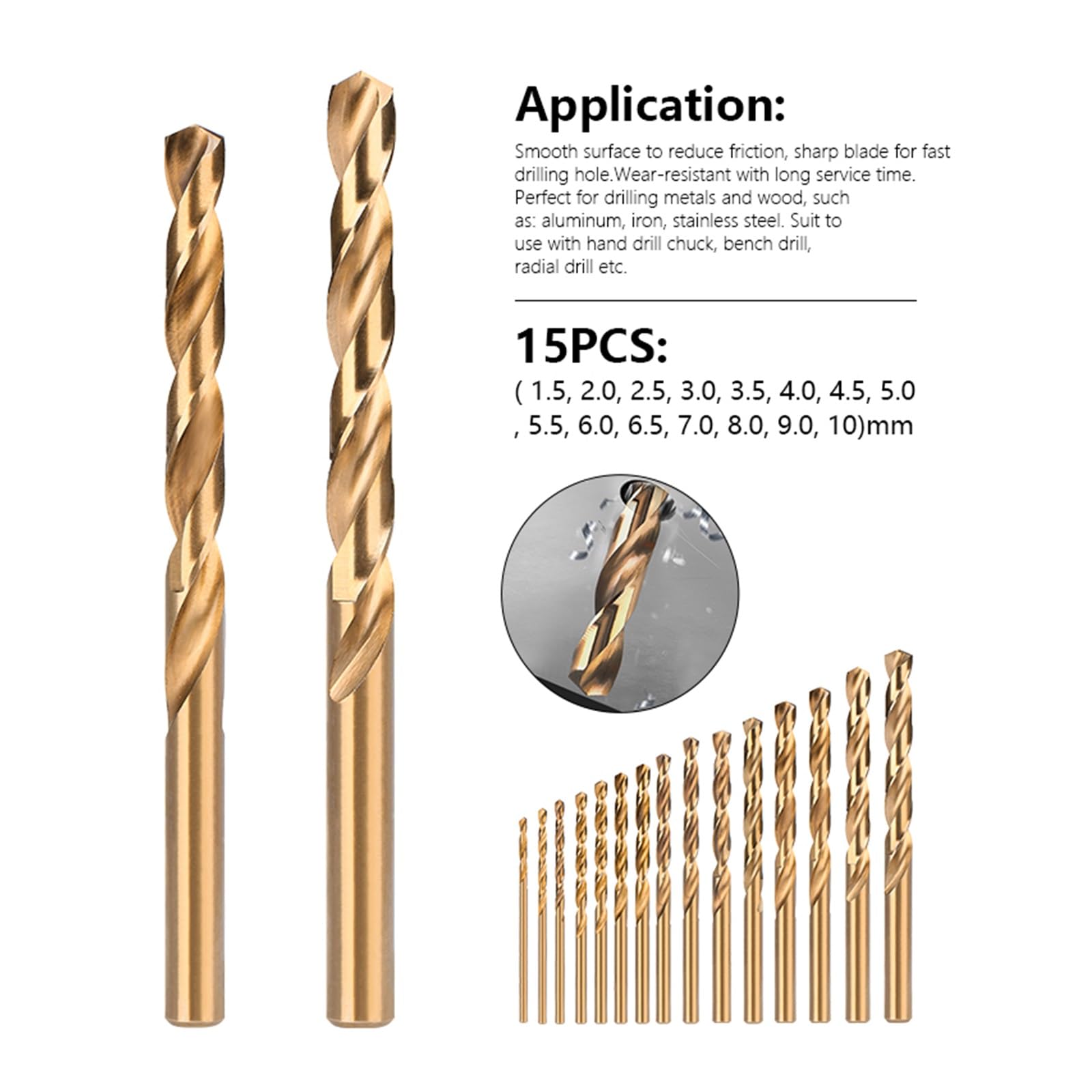15pcs M35 Twist Drill Bit Set punta a doppio taglio for metallo trapano in acciaio inossidabile 1.5-10mm punte for trapano a pistola