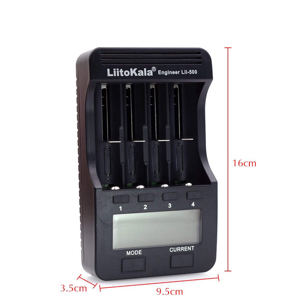 keppy Lii-500 Kit de batterie intelligente 4 emplacements pour batterie rechargeable Li-ion 3,7 V et 1,2 V Ni-MH écran LCD