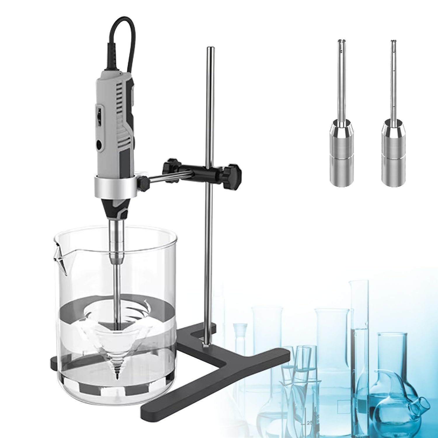 Homogeneizador de tejidos de mano, mezclador disruptor celular, capacidad de 0,5 a 250 ml, con cabezales de 6 mm, 8 mm, 10 mm, emulsionante ajustable de 6 velocidades para uso en laboratorio