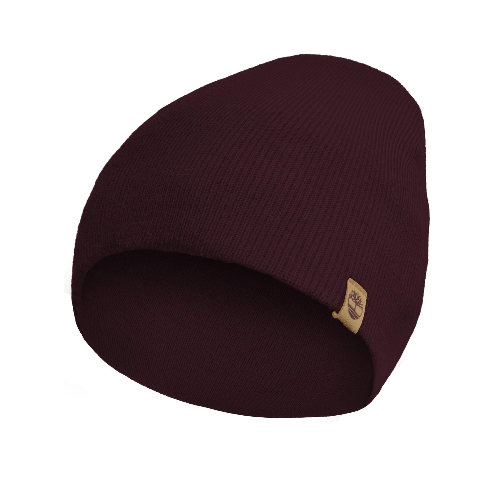 Men’s Ribbed Pull-On No Cuff Beanie - Soft Rib Knit Winter Hat, Stretch Fit, Warm Classic Look, Suede Logo Clip