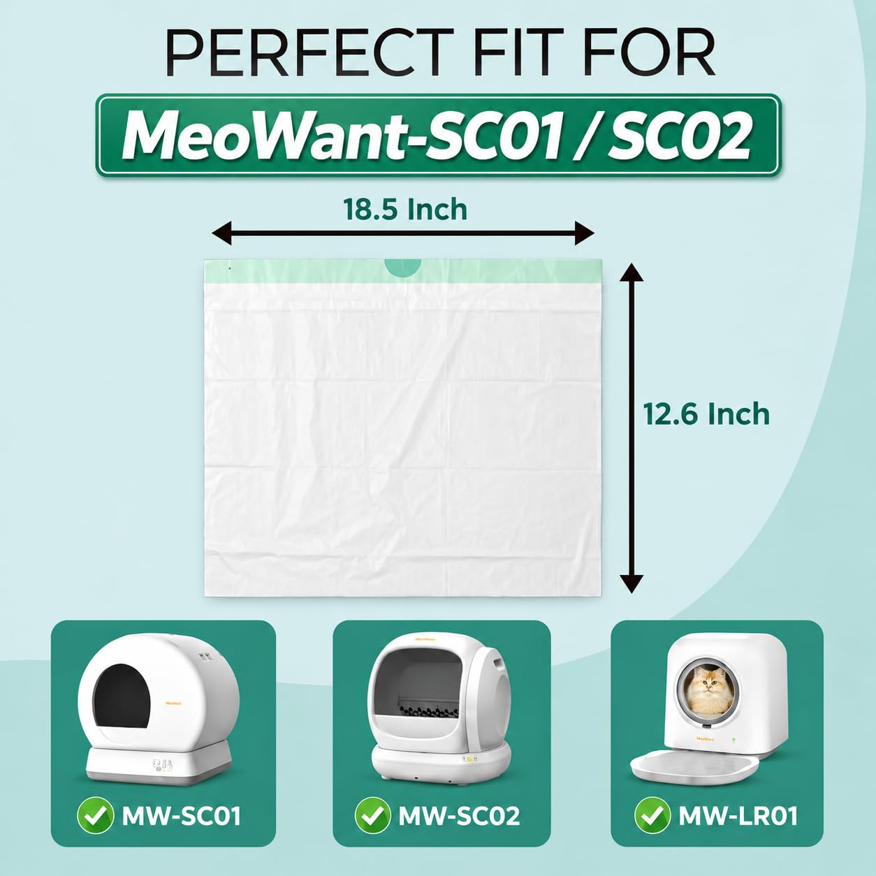 Cat Litter Liners Compatible with Meowant Litter Box MW-SC01/MW-SC02 – 20 Count, Extra Thick, Heavy Duty - image 2