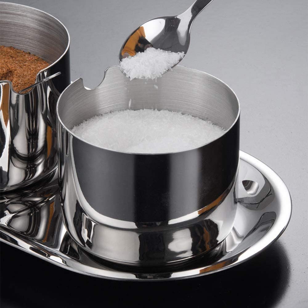 barattoli di sapore, Set di 3 contenitori for condimenti in acciaio inossidabile con(4 Jars)