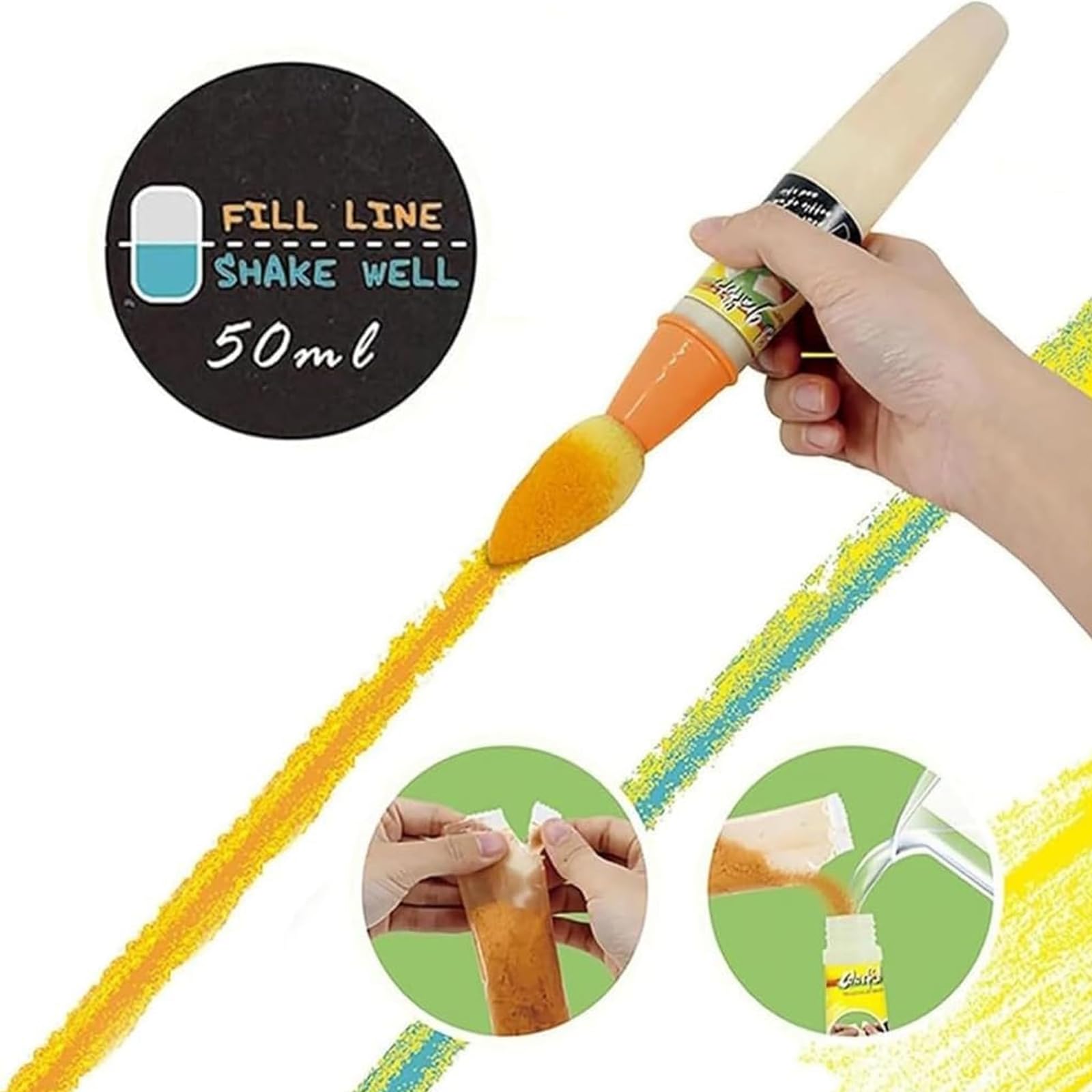 Pluvyze Outdoor Kreidepinsel Set - 3 Waschbare Malpinsel Für Kinder Zum Zeichnen Auf Gehwegen