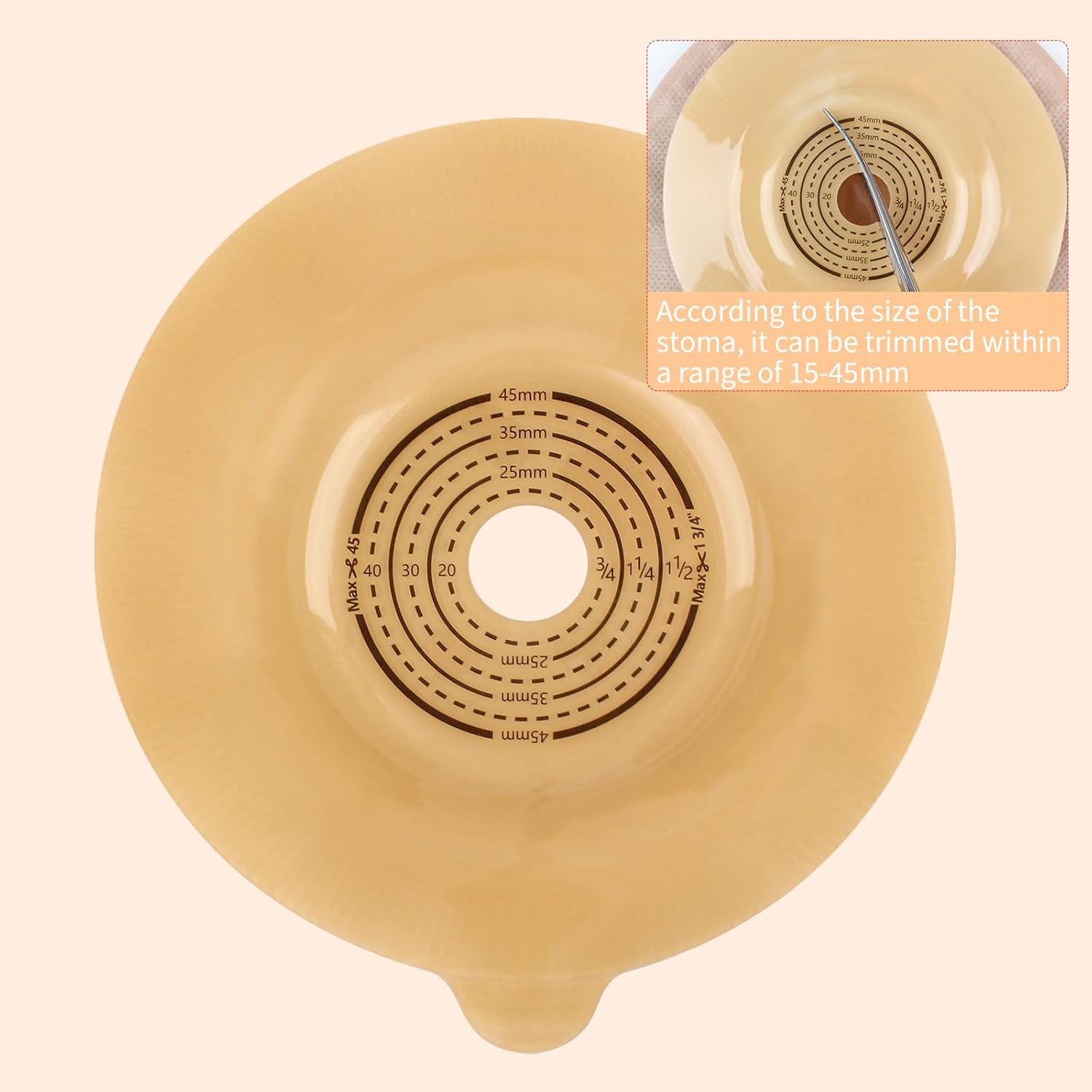 10 Pieces Convex Ostomy Skin Barriers for Two-Piece Colostomy Bags, Ostomy Supplies Colostomy Wafer for Uneven Wrinkled Skin Irregular Stoma, 45mm Max, Individually Wrapped