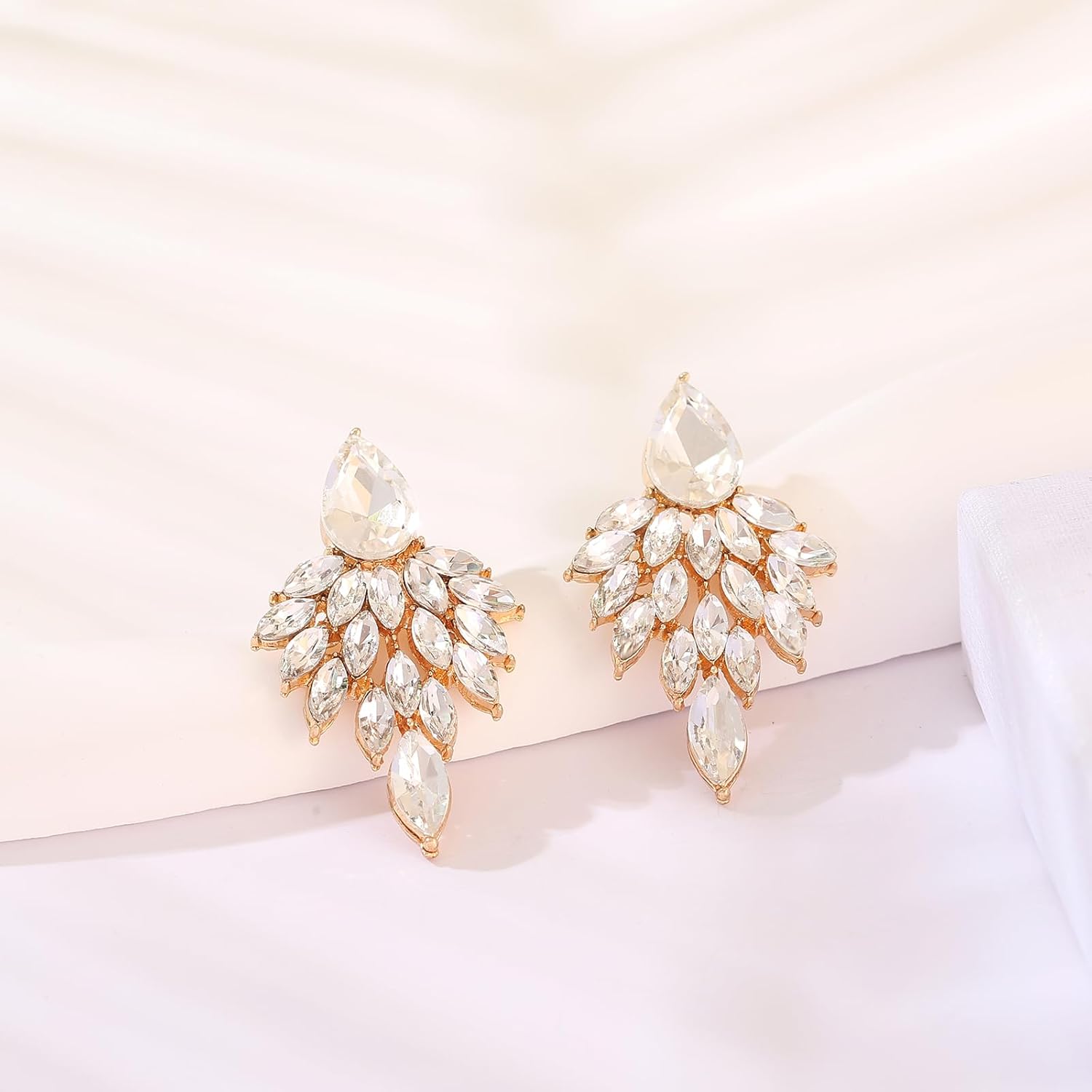 ATIMIGO Rhinestone Cluster Drop Earrings Elegant Crystal Statement Earrings Bridal Wedding Prom Earrings for Women - Image 5