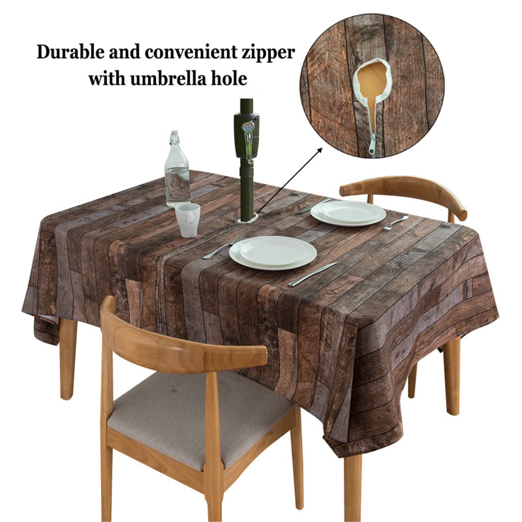 Tovaglia da Esterno con Foro Ombrellone Tovaglia Impermeabile Antimacchia Rettangolare +8 Ferma Tovaglia da Esterno, per Primavera/Estate/Festa/Giardino/Barbecue/Patio,1,153x305cm