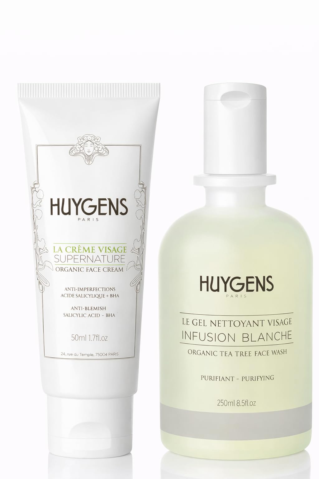 HUYGENS Anti-Blemish Duo - La Crème Visage Supernature & Infusion Blanche Face Wash