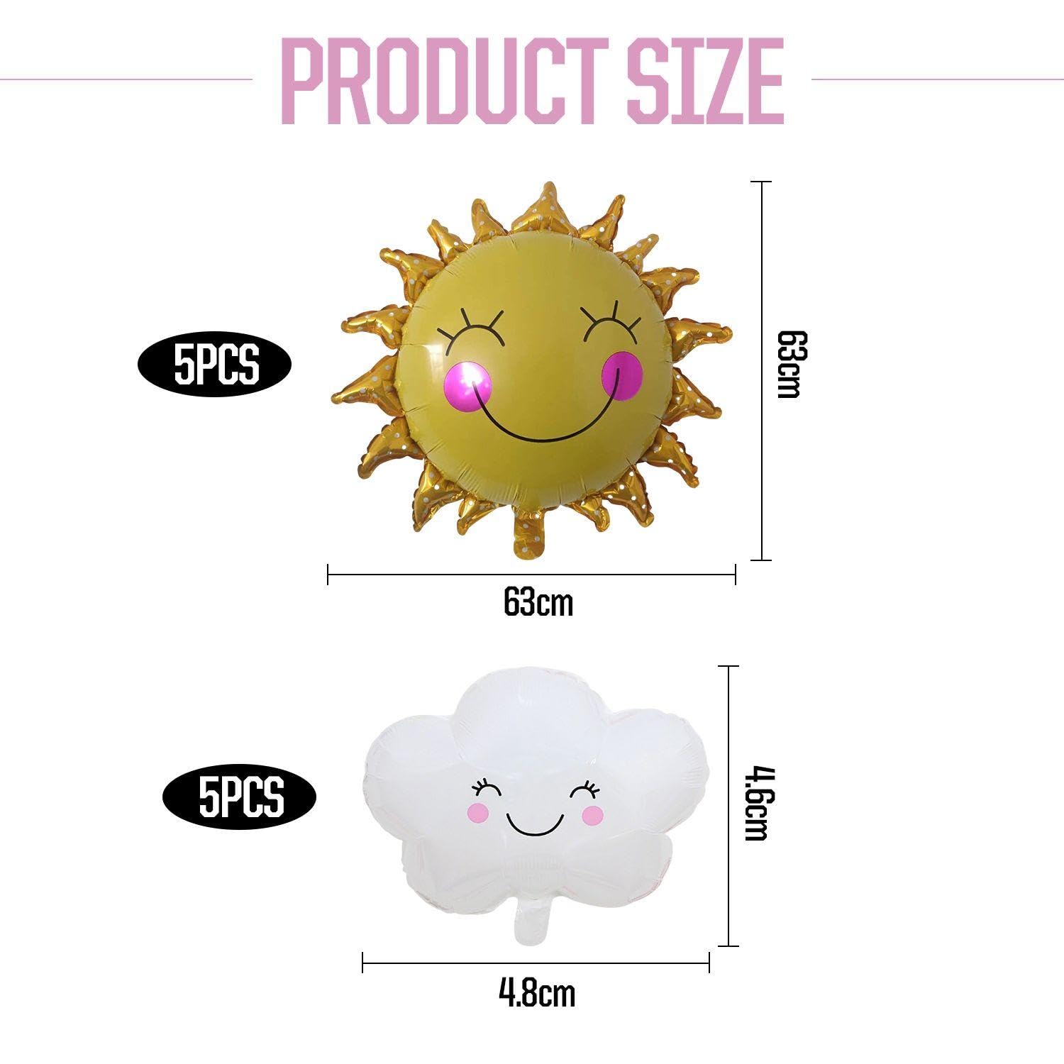 HINFHI 10 Pieces Cartoon Balloons, Cute Cloud Balloons, Smiling Sun Balloons, Children'S Inflatable Toys, Party Decoration Accessories. - Image 2